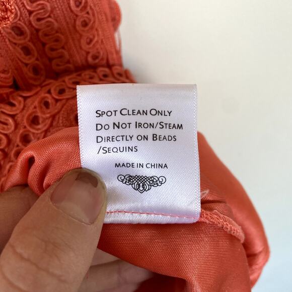 Sue Wong Soutache Lace Sheath Cocktail Dress Orange 4 - Picture 8 of 8